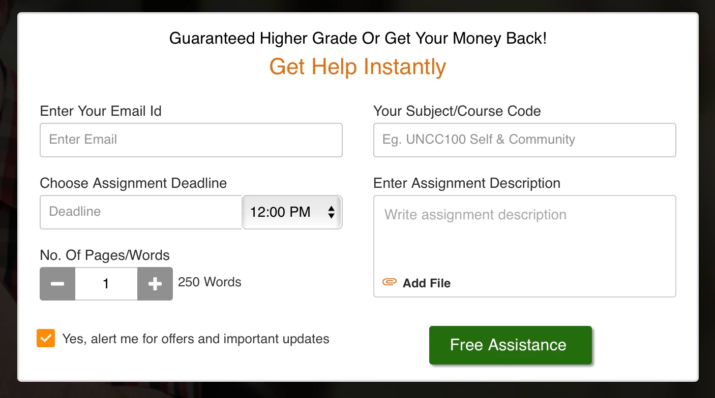 MyAssignmentHelp order form